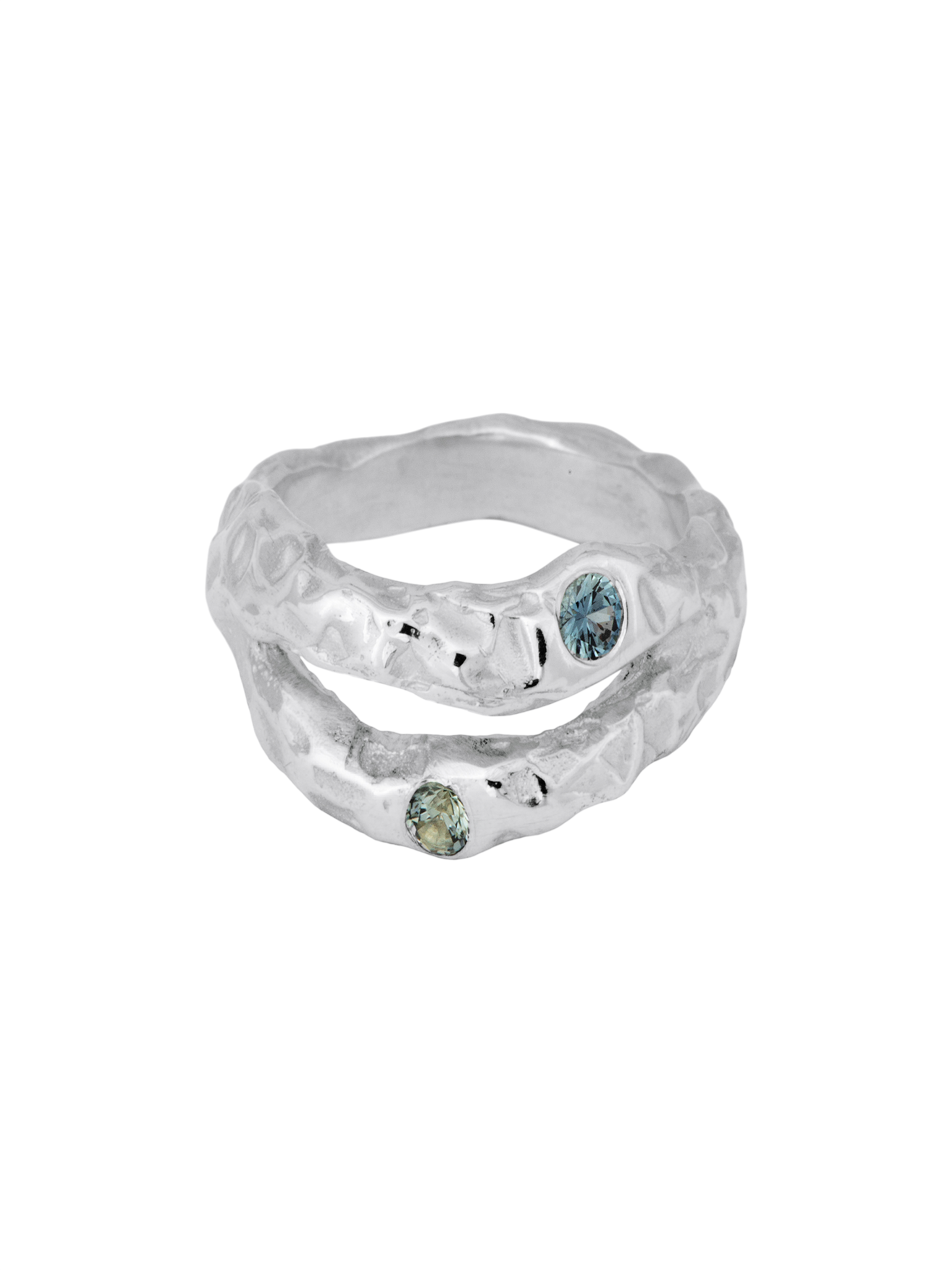 Organic split ring w. sapphires